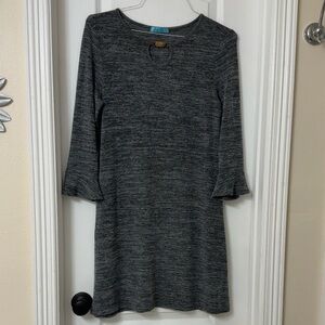 Emily Stacy heather gray knit 3/4 bell sleeve tunic dress Size S
